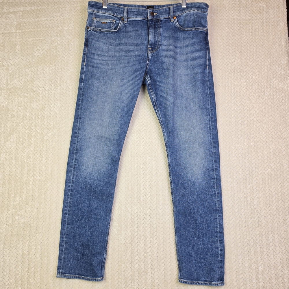 Boss Delaware Jeans Mens 38x32 Classic Slim Fit Straight Leg Blue Denim Soft